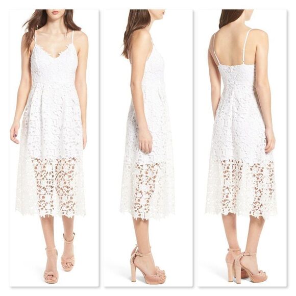 ASTR Lace Midi Dress sz XS in White - Picture 1 of 8